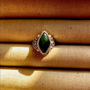 Sterling Silver Artisan Green Agate Ring